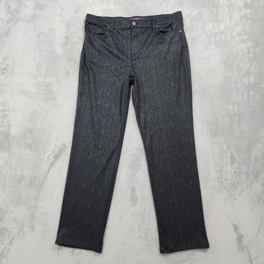 Gloria Vanderbilt Pants Womens 16 Black Gray Amanda Straight Stretch Herringbone